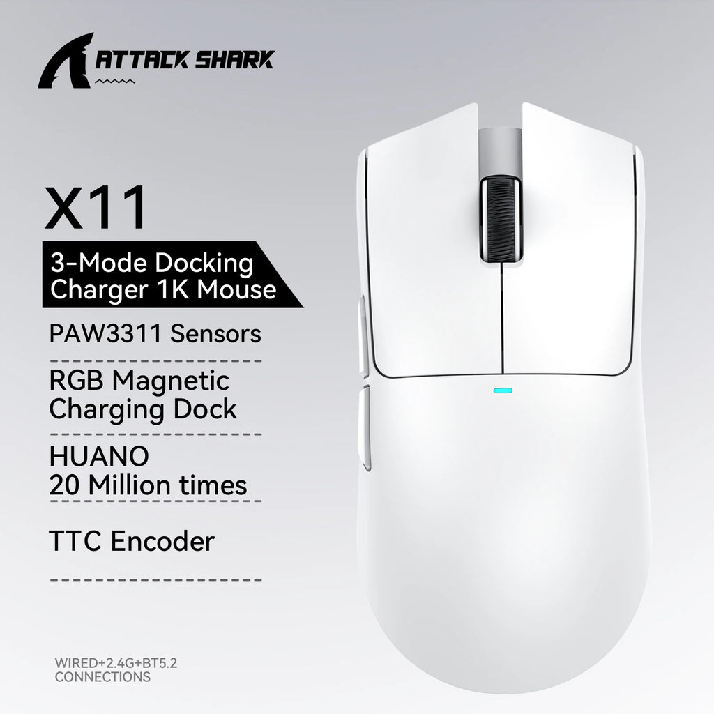 ATTACK SHARK X11 Gaming Mouse  and X11 SE Wireless Mouse 22000 DPI,PAW3311 Sensor,BT/2.4G/Wired,59g Lightweight,2000W Clicks
