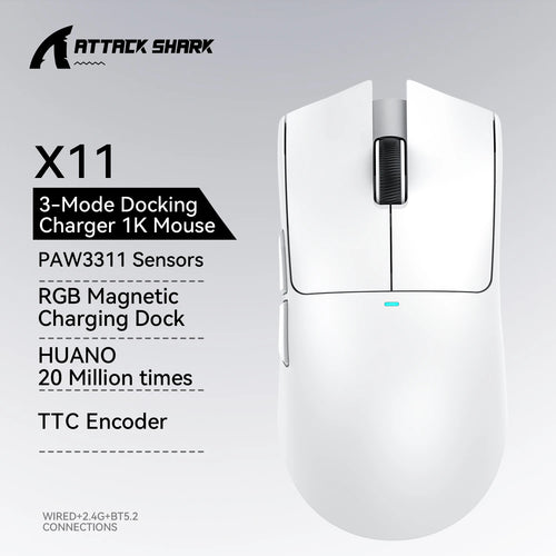 ATTACK SHARK X11 Gaming Mouse  and X11 SE Wireless Mouse 22000 DPI,PAW3311 Sensor,BT/2.4G/Wired,59g Lightweight,2000W Clicks