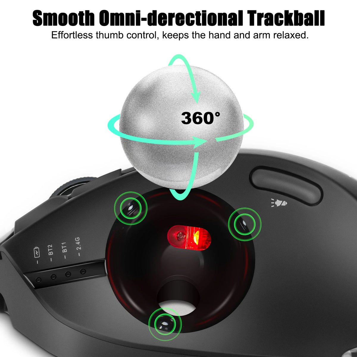 Lefon F33/F26C/F35B Trackball Mouse/ Bluetooth Ergonomic Mouse 2.4G Wireless Rechargeable Rollerball Mice for PC Office Drawing